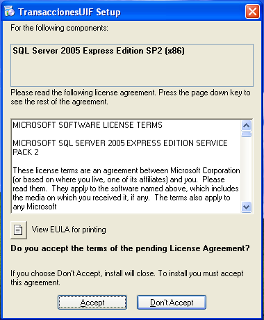 7 d. Aceptar términos y Condiciones del SQL Server Express