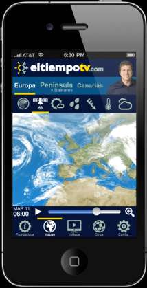APPS iphone, ipad, Android y tablets Las aplicaciones para tablets y smartphones incluyen también mapas de predicción e información en secuencias animadas: Radar de precipitación Satélite
