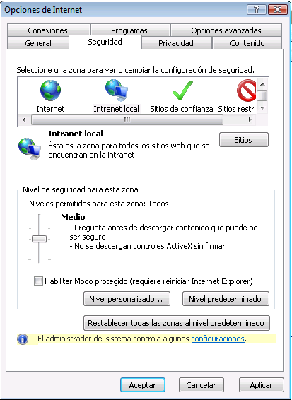 1. Configurando el nivel de seguridad de Internet Explorer Para configurar el nivel de seguridad de Internet abra una sesión de su Internet Explorer.