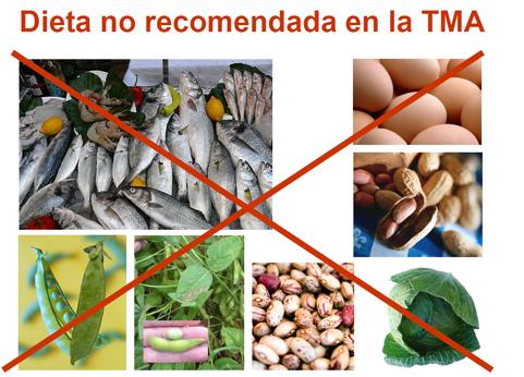 Qué hay que hacer para evitar las consecuencias de una TMA? Alimentación: Evitar el pescado (especialmente azul y marino) y también los cefalópodos (pulpo, calamar) y crustáceos.