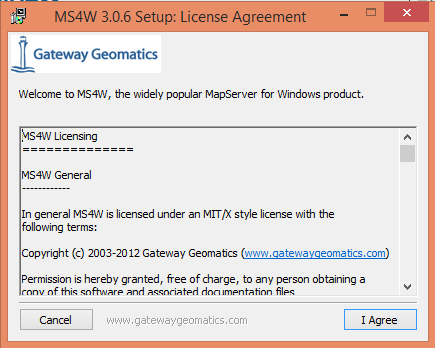 Ilustración 120. Acuerdo de licencia de MS4W A continuación, deberemos seleccionar las aplicaciones que queremos instalar en nuestro equipo manualmente o seleccionar un tipo de instalación.