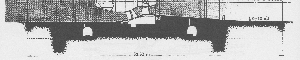 bomba. Fig 7.13 - Corte transversal de la central mareomotriz de La Rance con turbina bulbo Se utilizan lógicamente para saltos reducidos con grandes o pequeños caudales.