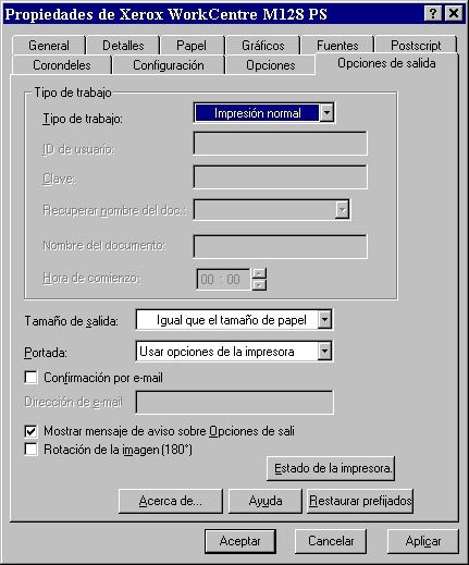 2 Funcionamiento en Windows 95/98/Me Cuando [Unidad de dos bandejas (alta capacidad)] está seleccionado, pueden utilizarse la Bandeja 3 y la Bandeja 4 como alimentadores de alta capacidad.