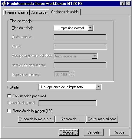 3 Funcionamiento en Windows NT 4.0 Papel personalizado: orientación automática: especifica si se va a corregir la orientación del papel personalizado.