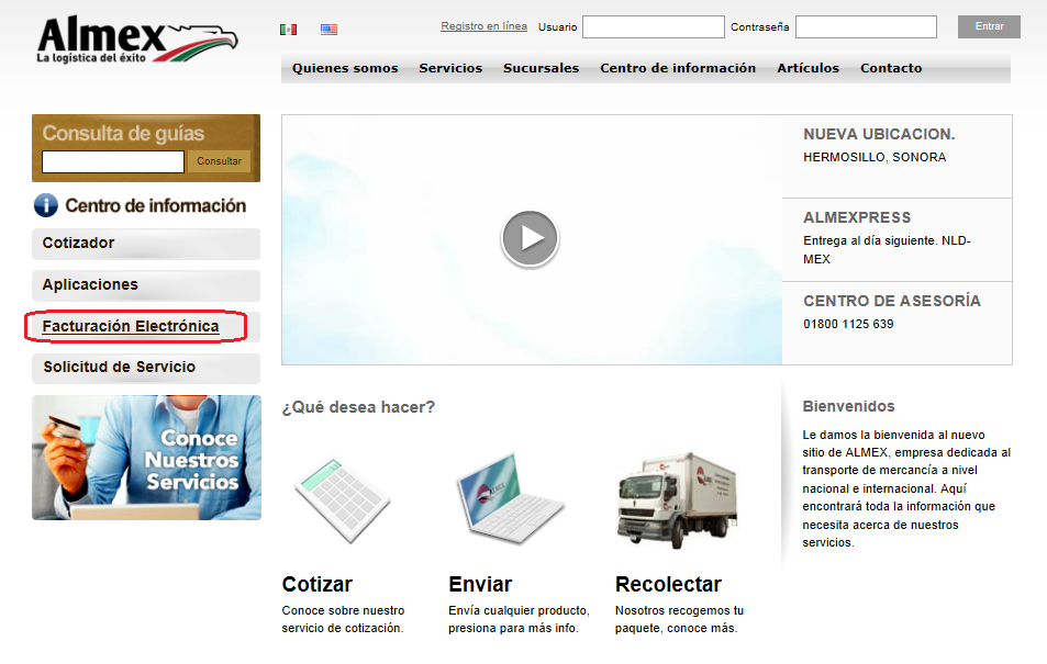MANUAL DE FACTURACIÓN ELECTRÓNICA ISA01-08 Para iniciar con el proceso de consulta de facturas en línea, ingresar a la página de ALMEX en la siguiente dirección, www.almex.com.mx.