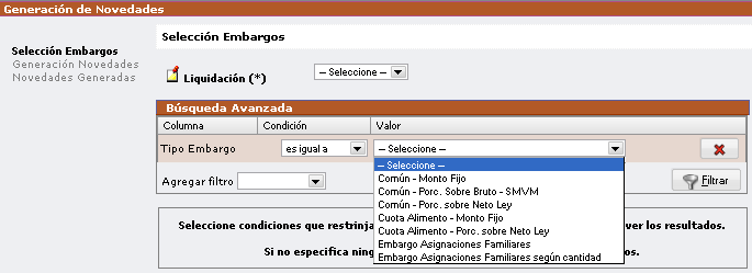 UNER - Implementación Utilidad Embargos SIU-Mapuche Pag. 11 de 15 GENERAR NOVEDADES La generación de novedades permite actualizar las novedades de embargos, para que sean liquidadas.