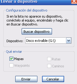 Se puede retirar la selección de un mapa haciendo clic (con el puntero) sobre el mismo. b) Enviar los mapas al GPS.