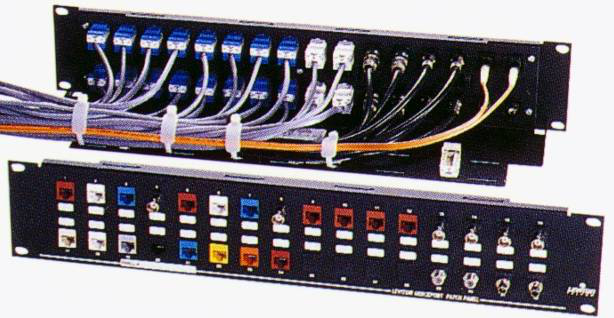 Componentes del Sistema de Cableado Paneles 110 de alta densidad. Para la Cat 5 y la Cat 5e.