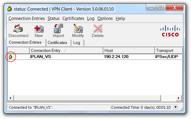 Autenticá con el usuario y clave de VPN provistos por IPLAN y hacé un click en el botón OK.