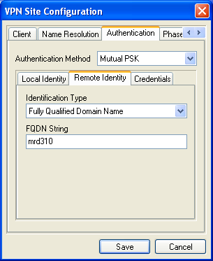 Configuración de Shrew Soft VPN Client. Configuración de la autentificación.