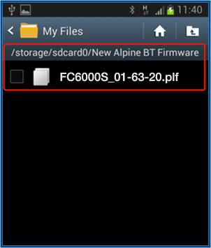 Descargar e instalar la aplicación "Bluetooth File Transfer" desde el Google play store. 3. Copiar "FC6000S_01-63-20.plf" a una carpeta de su teléfono. 1.