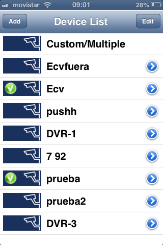 EJECUTAR LISTA DISPOSITIVOS 3. Operaciones 3.1 Ejecutar Pulsar en el icono FingerCMS ( ) para ejecutar el software en su IPhone. Se visualizará la lista de dispositivos. Dispositivo Conectado.