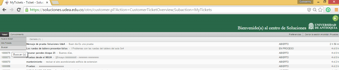 Agosto 4 de 05 4 Figura 8. Formulario de actualización de ticket. 3 8. Cómo buscar un ticket en el sistema?