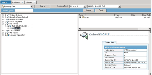 Configuración del sistema de archivo Ejemplo: cómo configurar el archivo nas.cfg para que sea compatible con la versión 3 de NDMP. A continuación se muestra un ejemplo del archivo nas.