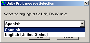 Instituto Schneider Electric de Formación 3.2. Selección de idioma Esta herramienta se instala con el paquete Unity Pro. Permite cambiar de idioma el interface principal de Unity Pro.