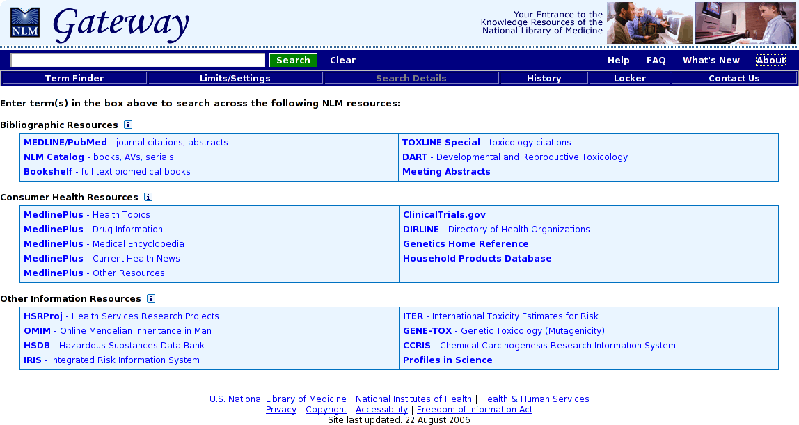 U.S. National Library of Medicine: NLM Gateway Permite el buscar en múltiples bases de datos