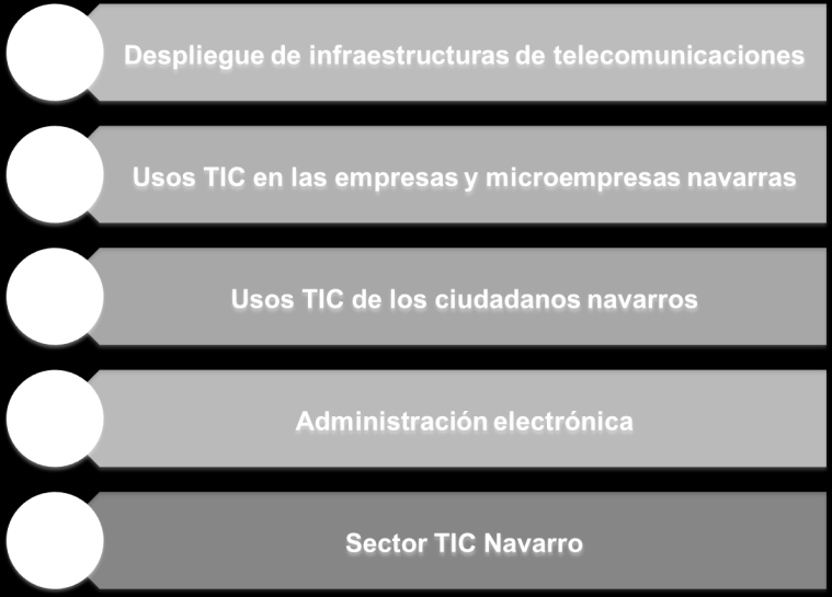2. Situación de partida: Diagnóstico de la Sociedad de la Información en Navarra Como paso previo al diseño de la hoja de ruta de extensión de las TIC en todos los ámbitos de la Comunidad, es