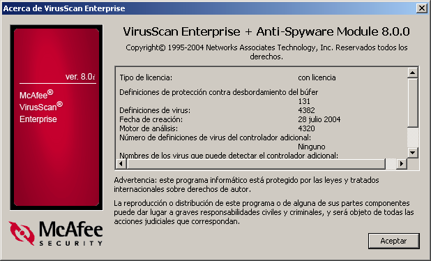 Confirmación de la instalación Describe cómo confirmar que el módulo VirusScan Enterprise y epolicy Orchestrator se han instalado correctamente.