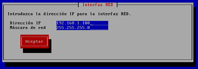 Dirección IP: 10.0.0.10 Mascara de Red: 255.255.255.0 La ip que aquí asignemos será con la cual accederemos a la interfaz gráfica vía web https://10.0.0.10:8443 5.