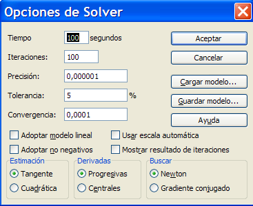OPCIONES DE SOLVER A veces Solver no puede encontrar la solución. Este se puede deber a tres causas: El problema es de tipo indefinido. Existen muchas soluciones.