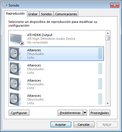 Dispositivos multimedia (Windows 7) Configuración de la