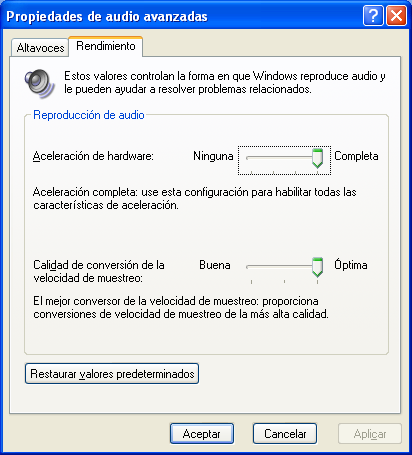 Dispositivos multimedia (Windows