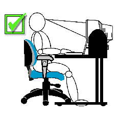 (a) (b) (c) (d) Figura 9: Posición de sentado frente a la computadora [6] Asegúrese de contar con una distancia confortable entre sus ojos y la pantalla (en general, alrededor de 50 cm) y de contar