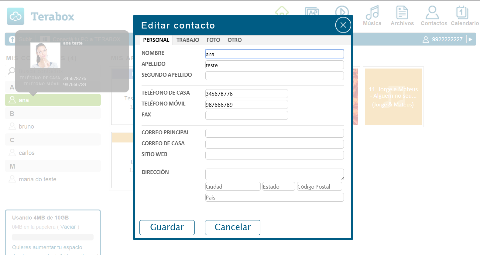3.1.7 Editar Contacto Puede editar un contacto ya existente en el Portal Web y sincronizar con Windows, Mac, Smartphones y Tablets.
