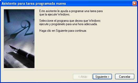 4. Programación automática 4.1.- Tareas Programadas en Windows XP 1.- Abrir las tareas programadas desde el Panel de Control dentro del menú de inicio: 2.
