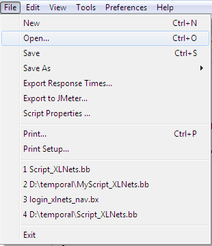 Se mostrara a continuación la típica ventana de exploración en la cual debemos buscar y seleccionar el fichero con el script a abrir.