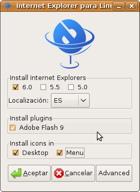 Una vez instalado el Wine en el menú Aplicaciones debe verse algo como: Instalación de IE4Linux Como siguiente paso debemos instalar IE4linux, que básicamente corre Internet Explorer bajo GNU/Linux
