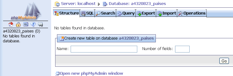 28. Cuando esté en el phpmyadmin, puede utilizar el enlace SQL en las fichas del panel central de la página de administración de phpmyadmin: 29.