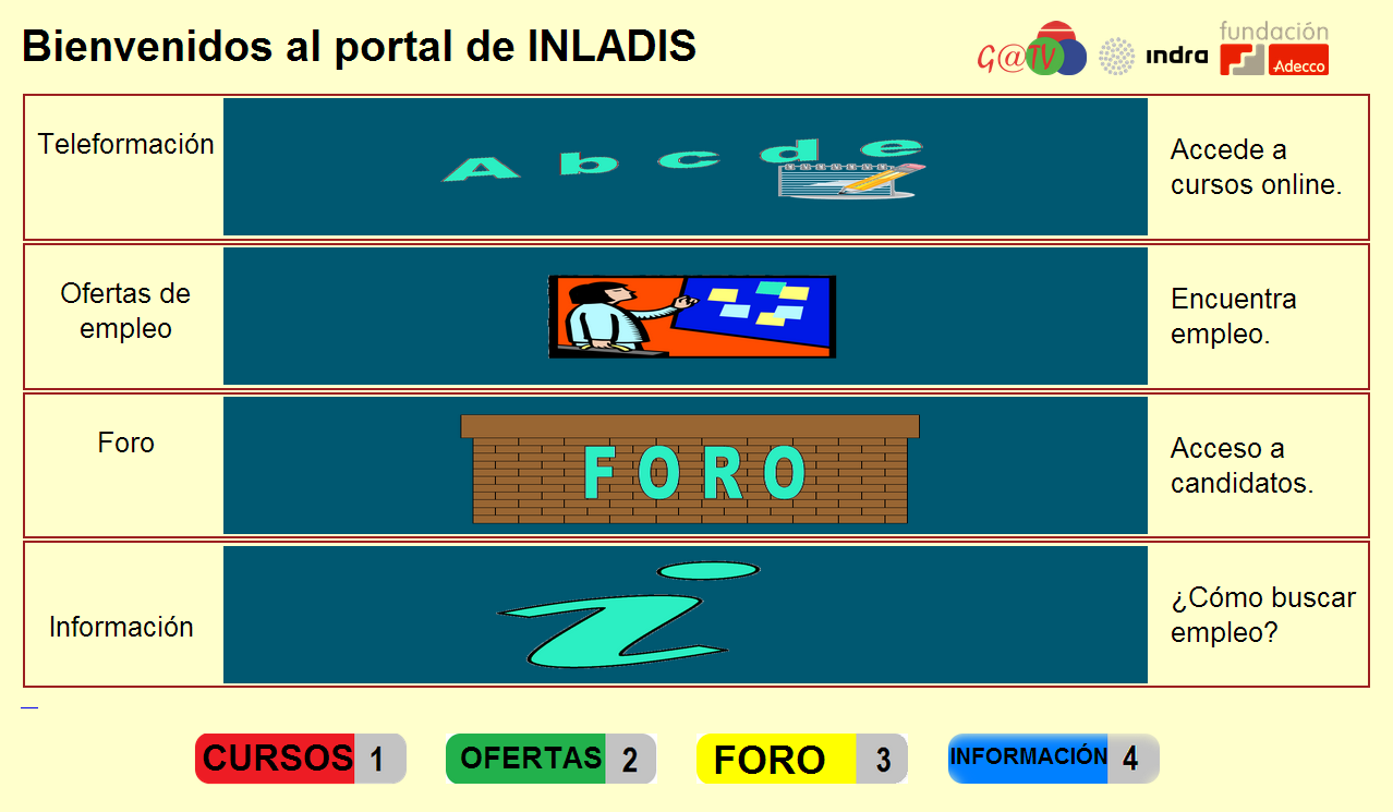 Figura 4. Página principal del portal INLADIS Los servicios que se ofrecen en el portal, como muestra la figura 4 consisten en: Teleformación.