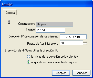 Módulo Cliente/Servidor Servidor de Hi-Spins accesible por IP externa Es posible acceder a un servidor de Hi-Spins desde una red exterior redireccionando una IP pública para que apunte a la IP