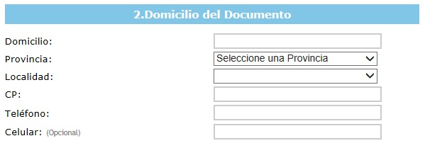 1.3.- Formulario Solicitud de Inscripción Trabajador CAP: Domicilio del Documento Completar con los datos del