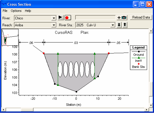 Interpolar las secciones de aproximación del culvert Para modelar correctamente las secciones de aproximación del culvert, es necesario reproducir transiciones de contracción aguas arriba y expansión