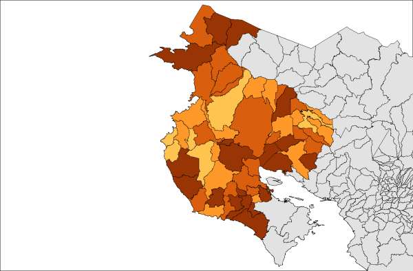 Al considerar el porcentaje promedio de las NBI, se identifica que los distritos en peor condición de acceso poseen un 63,7% (17 519 hab.).