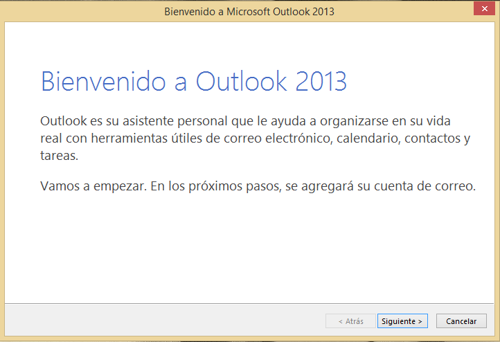 Ingreso al programa Outlook 2013 Para acceder al programa de manejo de Correo Electrónico Outlook 2013 perteneciente a la Suite Office 2013 siga los siguientes