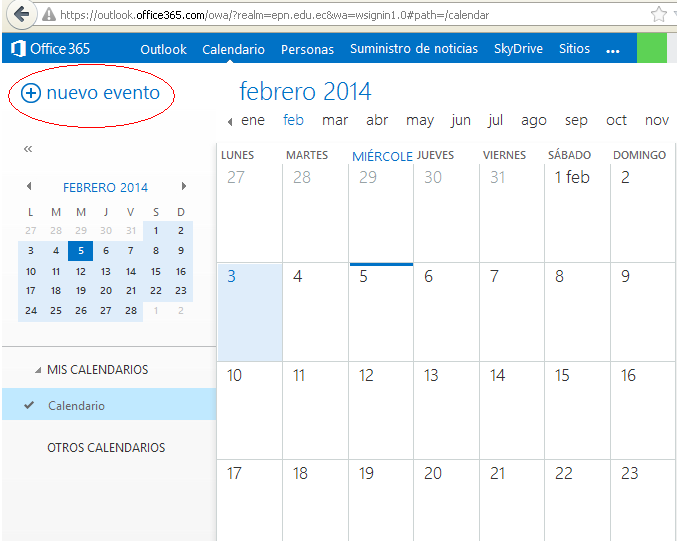 5.3. Manejo de Calendarios Desde la parte superior de la página podrá accesar a la pantalla de calendarios.