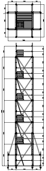 En caso de requerirse alturas superiores es necesario aumentar la base del andamio, ya sea utilizando horizontales más largos o implementando el uso de piedeamigo estabilizador (figuras 6 y 7), la