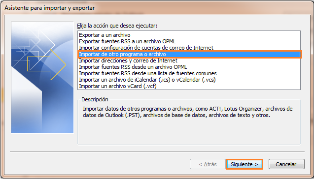 Importar elementos de Outlook desde un Archivo de datos de Outlook (.pst) 1. En el menú Archivo, haga clic en Importar y exportar. 2.