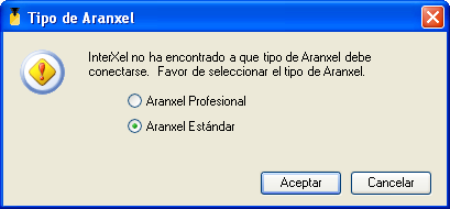 Figura 19. Elegir qué tipo de Aranxel es el que tiene instalado en su equipo. Debe configurar la ruta de la base de datos de Aranxel, adonde se exportará la información capturada en InterXel3.