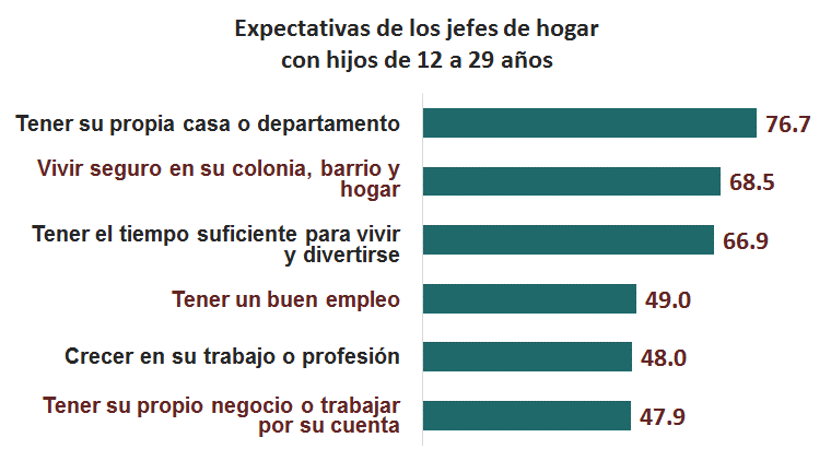 Jefes de Hogar: Expectativas 76.7% de los jefes del hogar tiene la expectativa de tener su propia casa o departamento.