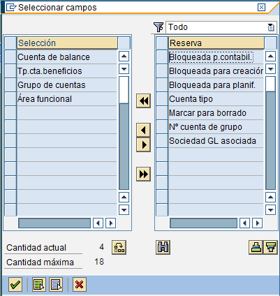 Paso 5 Como muestra la pantalla anterior, marque el campo a modificar de la columna del lado derecho y páselo a la columna del lado izquierdo con el botón.