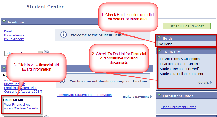 Portal del estudiante: Revisión de ayuda financiera 1.