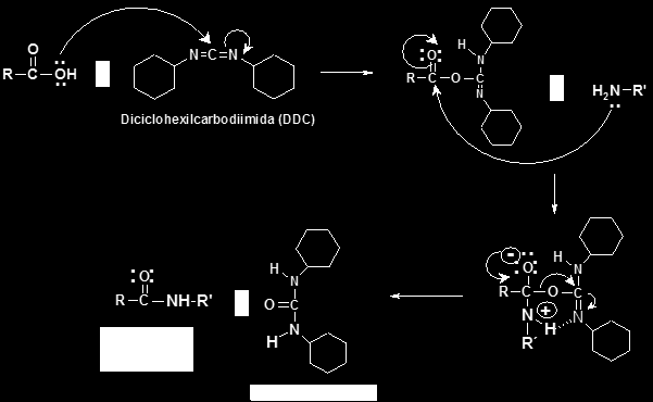 Reacción de activación del COOH (C-terminal, protegido) y