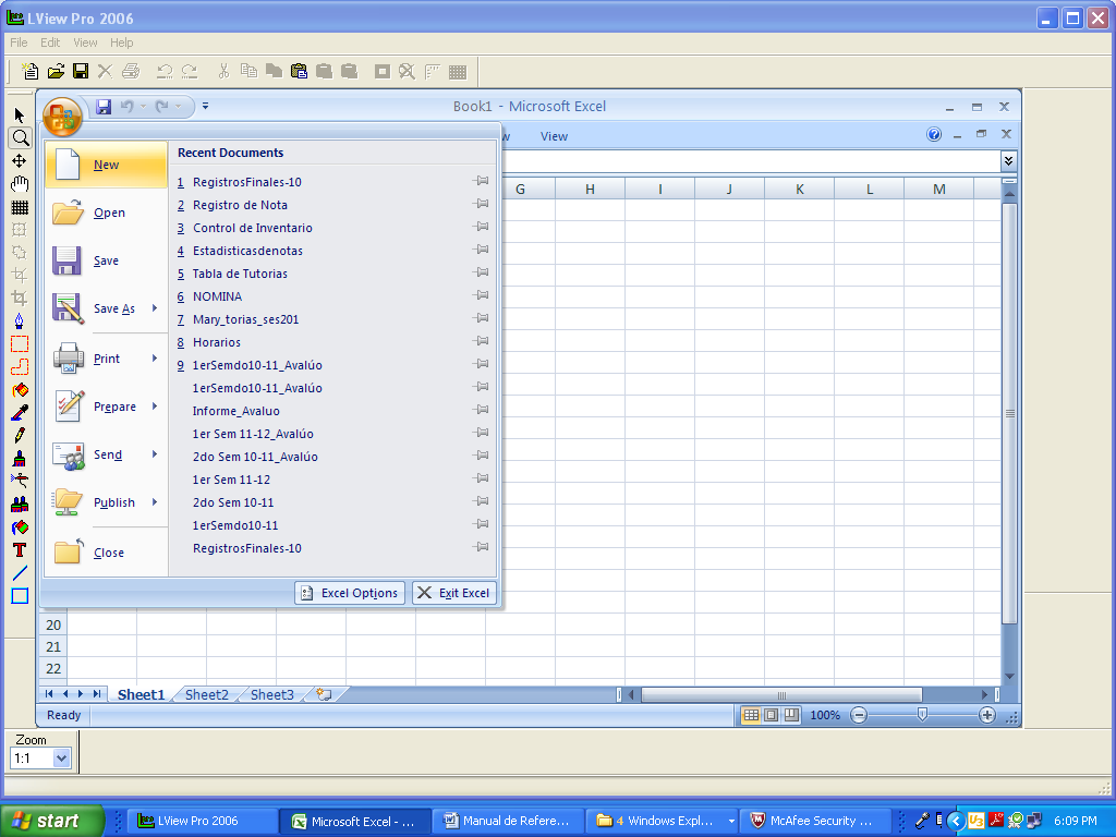 Manejo de Archivos en Excel: 1. New - Comando para comenzar una nueva hoja de cálculo. 2.