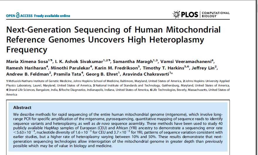 Estudio de genética mitocondrial con NGS Enfermedades mitocondriales: -mutaciones puntuales