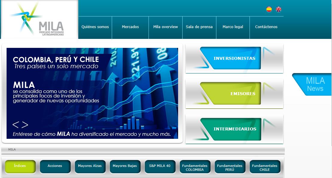 Sitio Web de MILA El sitio web de MILA se creó con la finalidad de difundir el mercado dentro de la región, y que los principales actores conozcan más del Mercado Integrado Latinoamericano.