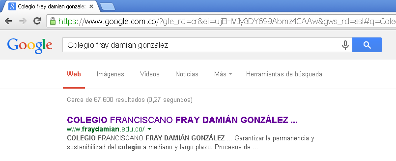 Cómo puedo estar seguro que es la página web del colegio Fray Damián González?